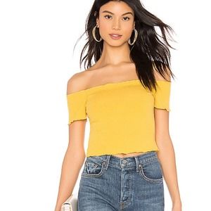 NWT Superdown Yellow Frill crop top size Small